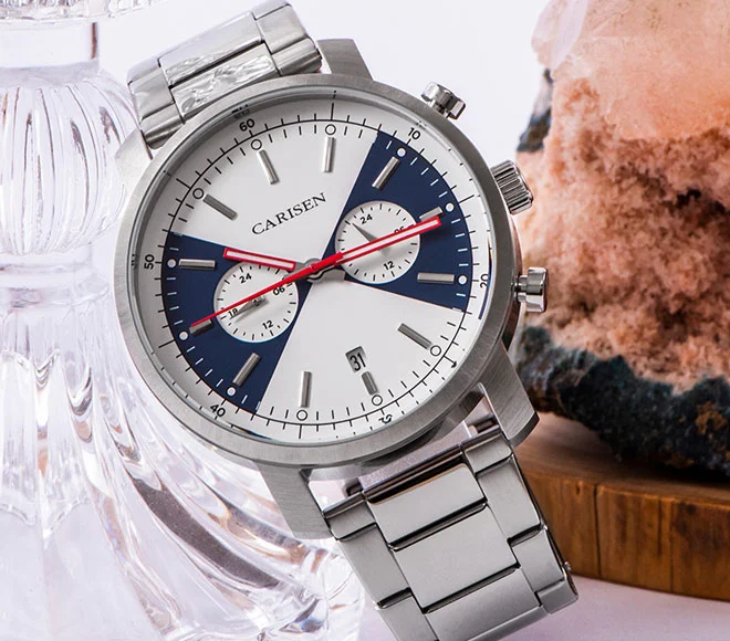 stainless steel back quartz watch