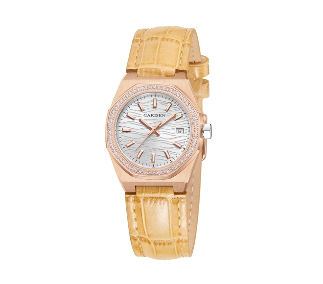 cdt28401 316 stainless steel case diamond carisen watches ladies wrist quartz watch