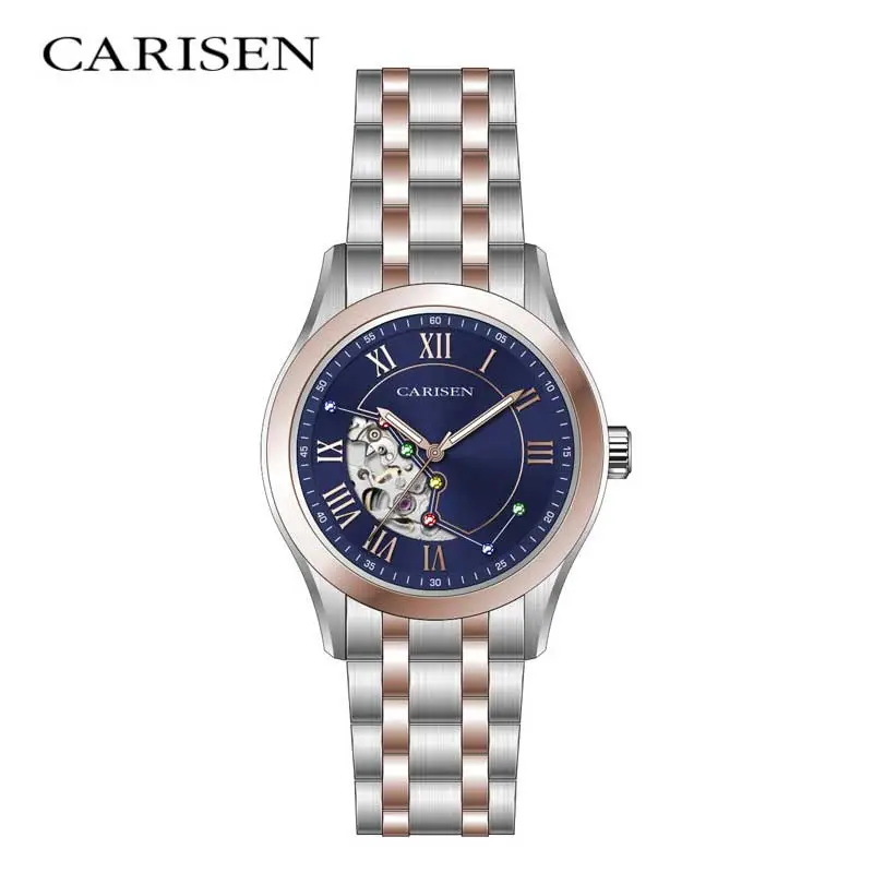 Carisen CDT41702 Custom Men's 316L Stainless Steel Case/Bezel Waterproof Stainless Steel Strap Wristwatches Automatic MIYOTA 8N24 Movement Mechanical Sapphire Crystal Glass Watches