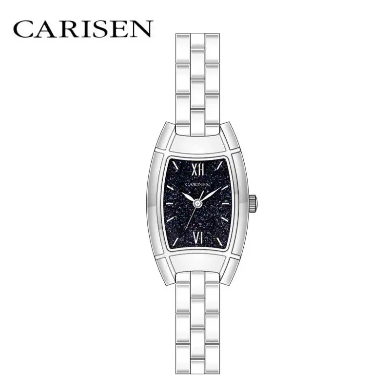 Carisen CDC21301 Luminous Waterproof Ladies Titanium Wrist Quartz Watches Women with Ronda 753 Movement and Mineral/Single Domed Glass