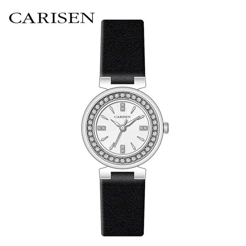 Carisen CDC25301 Japan Ronda 763 Movement Quartz Woman Watch Odm Oem Manufacturer Titanium Female Watch with SWAROVSKI Bezel