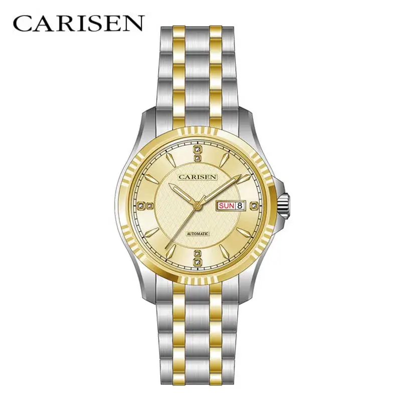Carisen CDT40702 High Custom Automatic Mechanical 316L Stainless Steel Case Watch Oem Fashion Waterproof Mechanical Sapphire Flat Glass Watches For Men in MIYOTA 8205 Movement