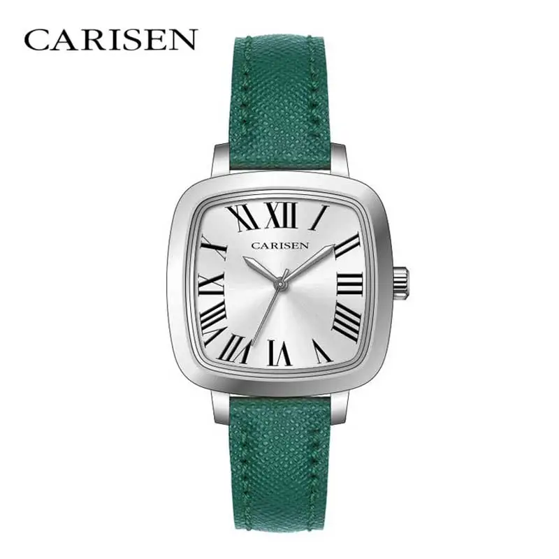 Carisen CDT27301 Simple High Quality 316L Stainless Steel Women MIYOTA 2035 MovementQuartz Watch Plain GlassLady Watches with Mineral/Fflat Glass and Sunray Dial