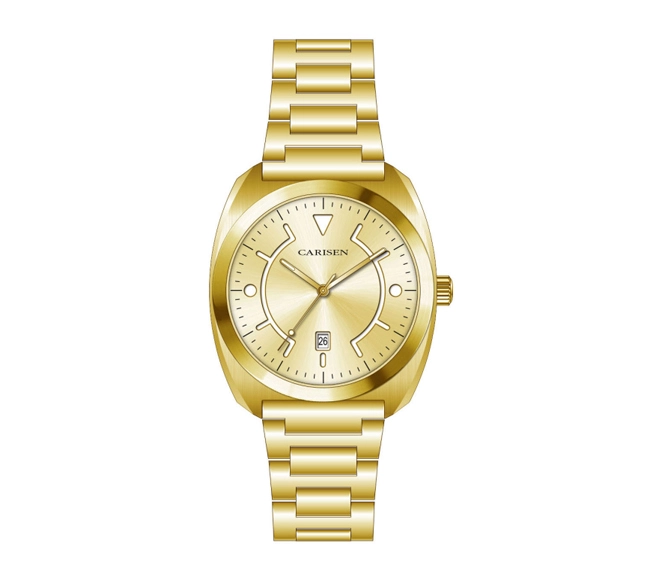 cdk41401 carisen factory odm waterproof leather gold business watch stainless steel men quartz wristwatch 1